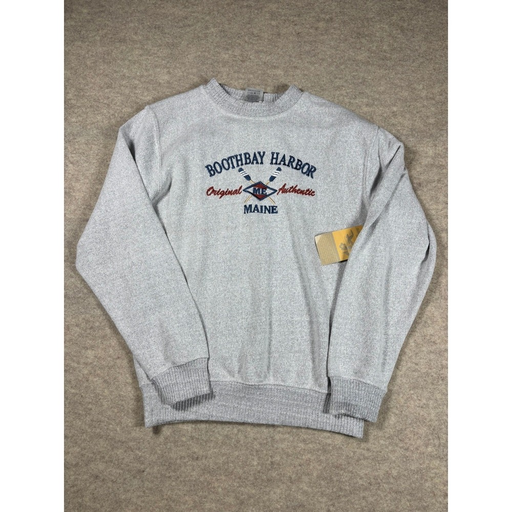 ESY Surf Co Boothbay Harbor Maine Sweatshirt Mens Medium Gray Salt & Pepper 1001 - Picture 2 of 5